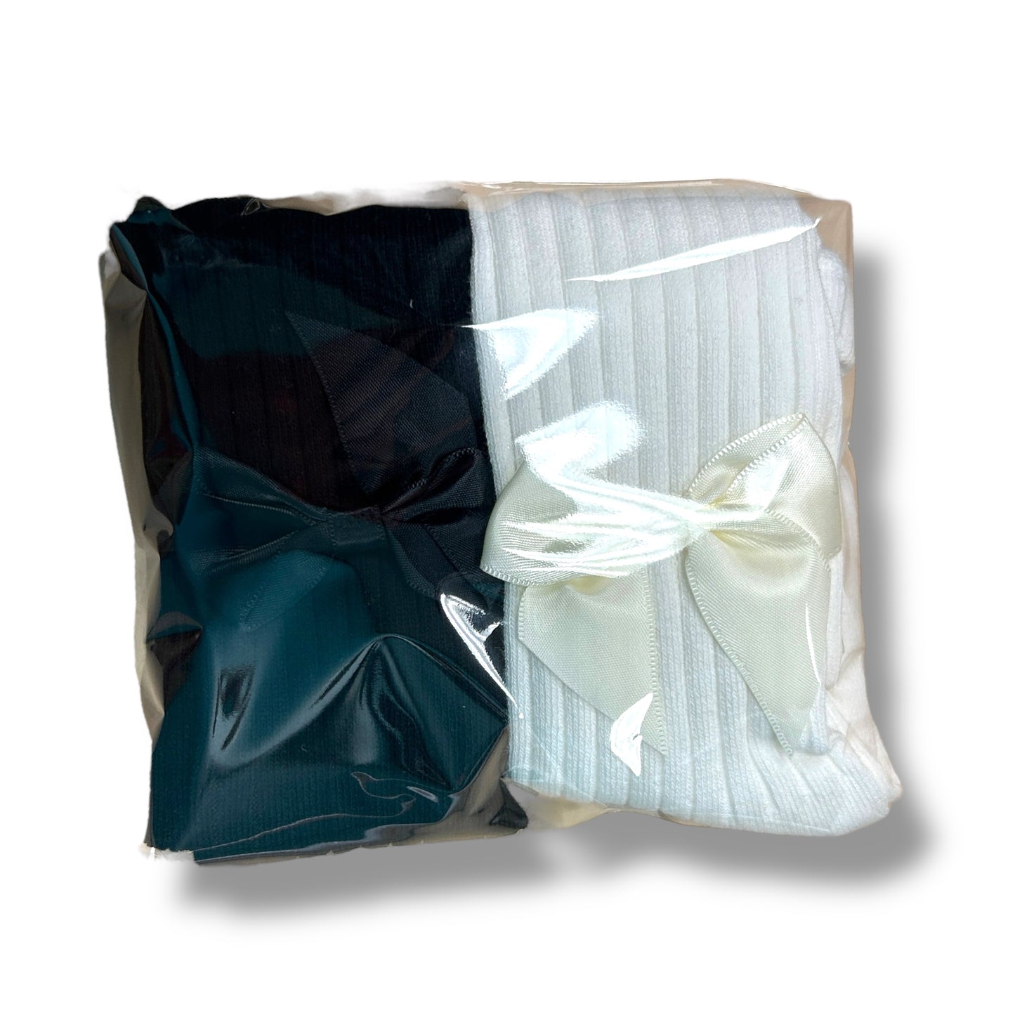 NEW! Baby Girl Tights Size 0-6 Months 2-Pack Black and White Ribbed Cotton