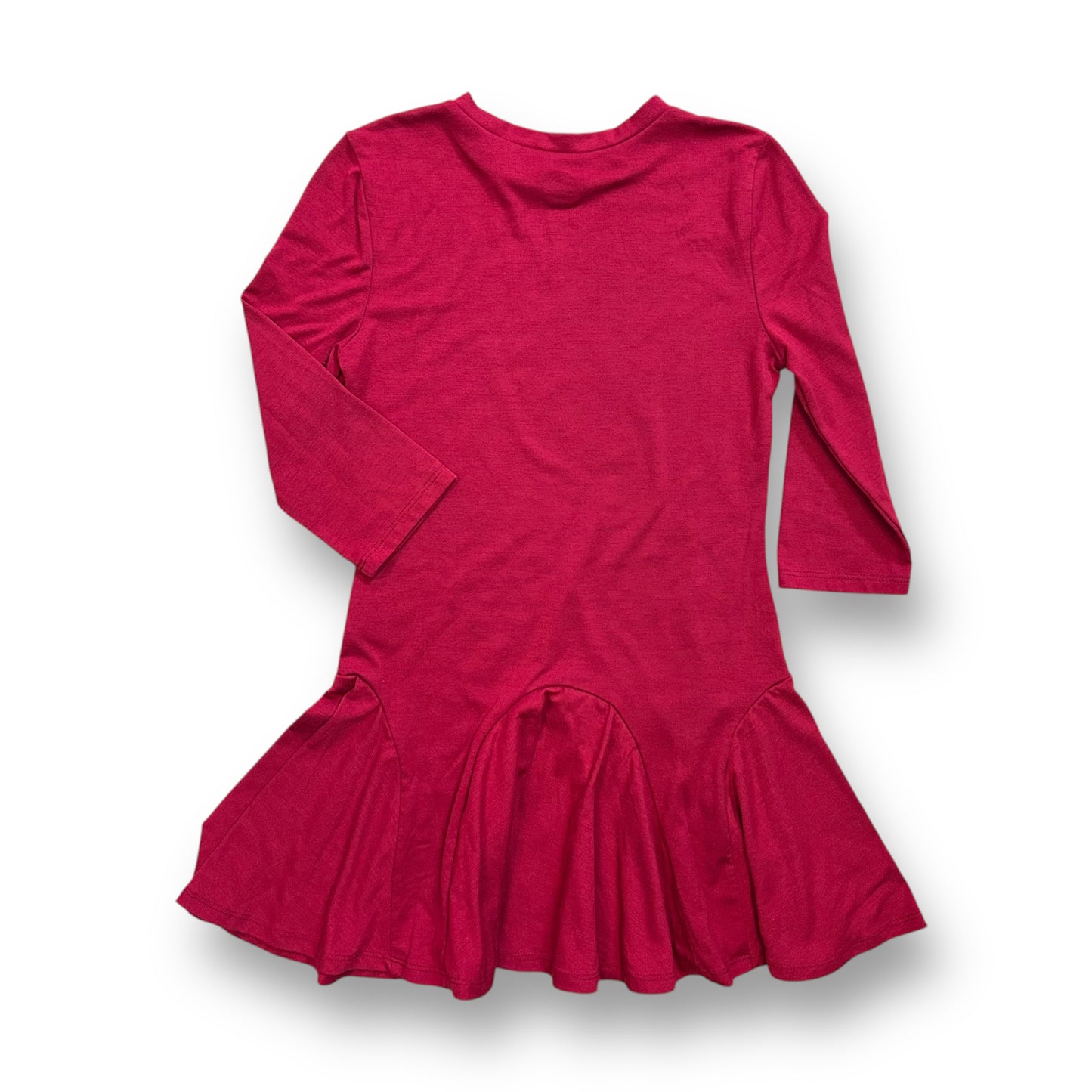 Girls Size 6/6X Dark Red Cotton Long Sleeve Twirl Dress with Ruffled Hem