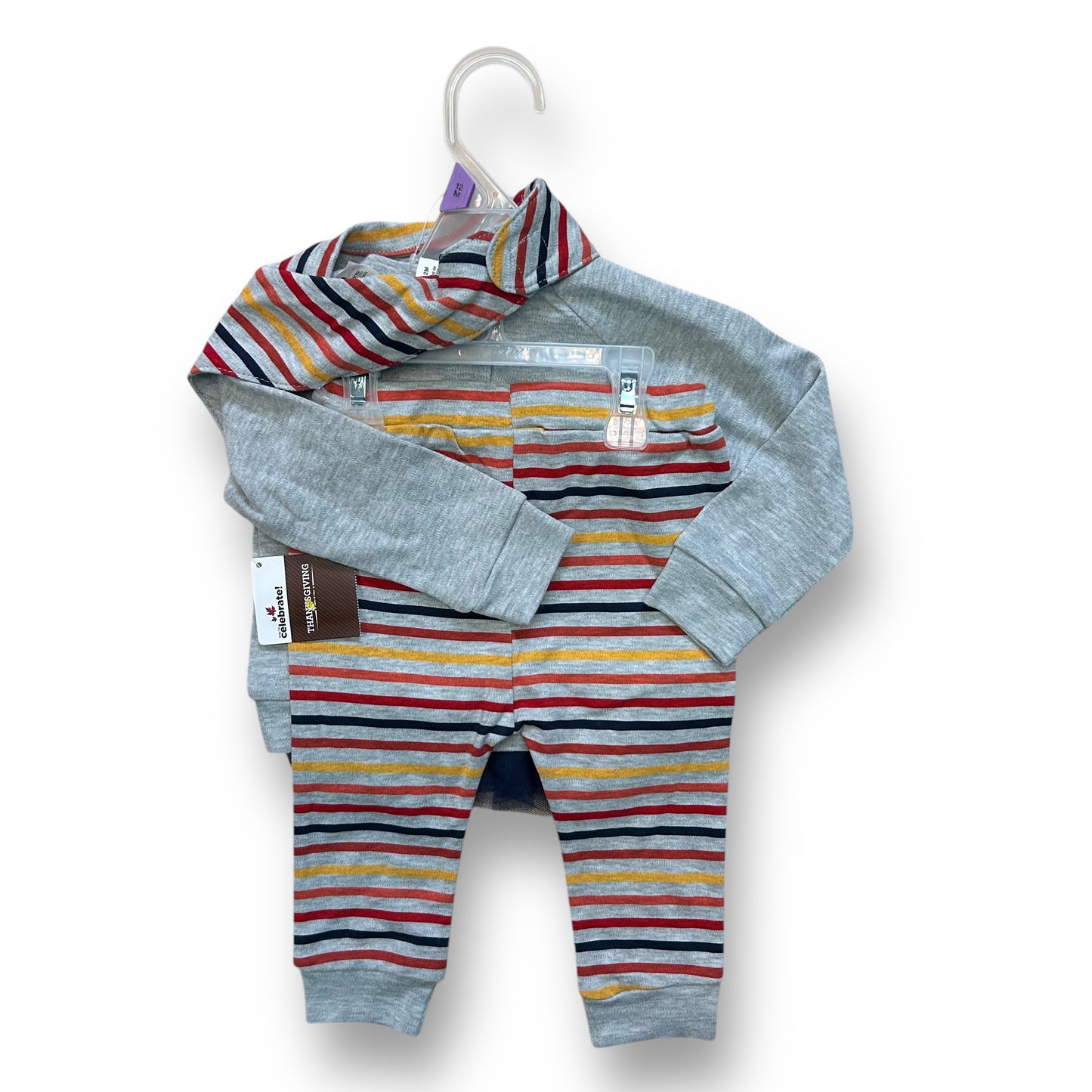 NEW! My First Thanksgiving Outfit Baby Girls Size 12 Months 3-Piece Pants Set