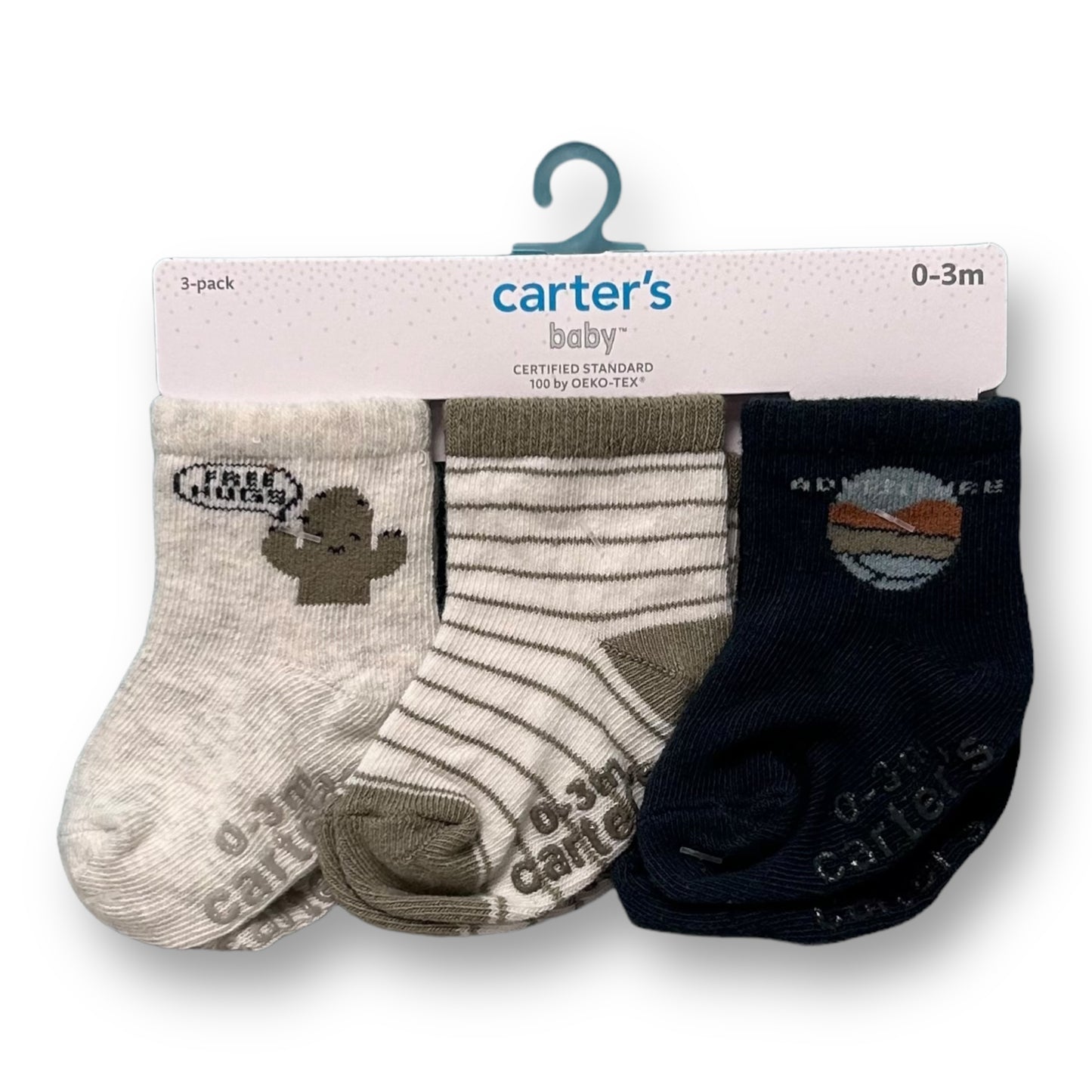 NEW! Carter's Baby Boy Socks Size 0-3 Months, 3-Pack