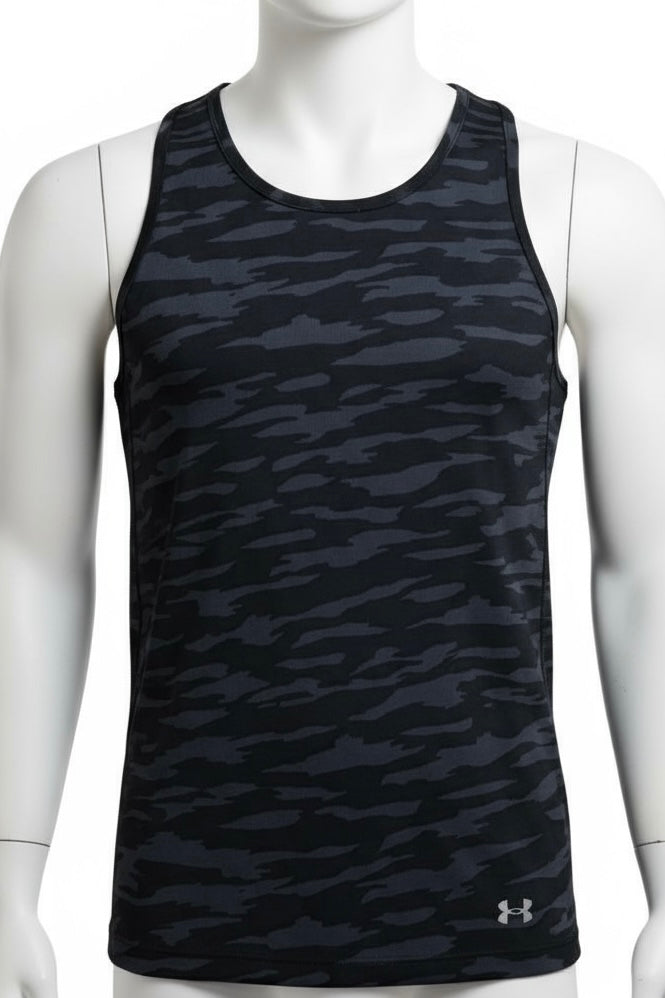 Men's Under Armour Size XS Black Camo Ribbed Athletic Fitted Tank