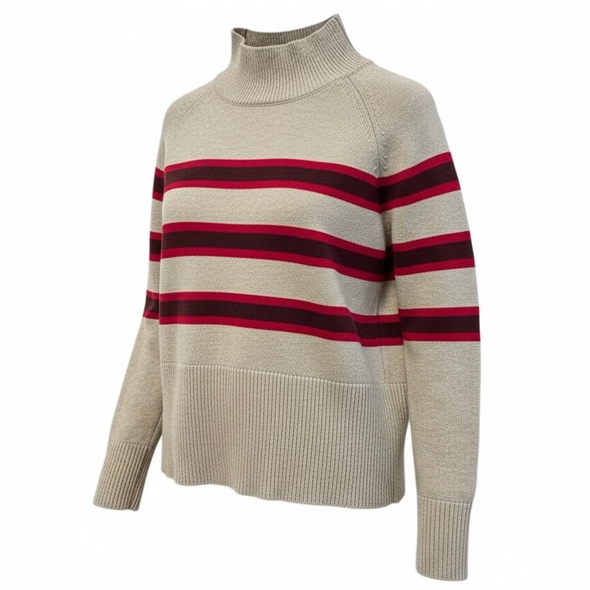 Ann Taylor Loft Women’s Sweater Size Medium Beige Mock Turtleneck Knit Pullover