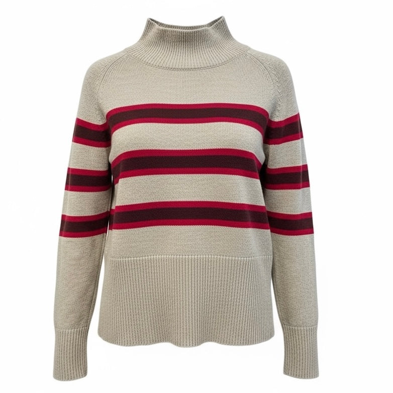 Ann Taylor Loft Women’s Sweater Size Medium Beige Mock Turtleneck Knit Pullover