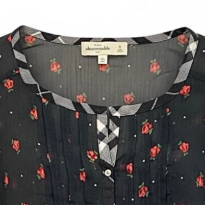 Abercrombie & Fitch Size Small Babydoll Blouse Sheer Navy Loose Fit Button Top