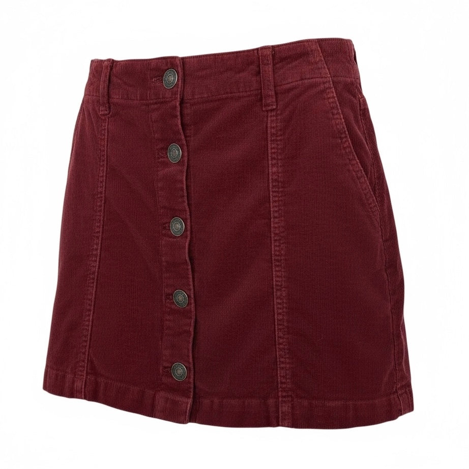 H&M Corduroy Skirt Women's Size Small Adjustable Waist with Buttons