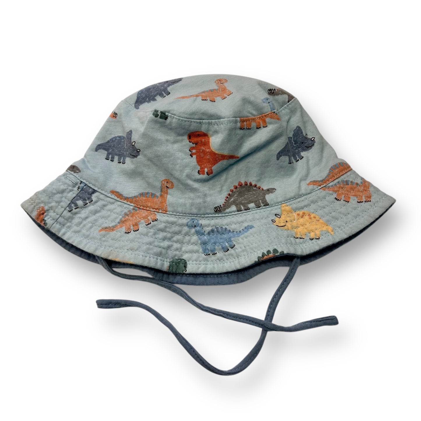 H&M Boys 2-3 Years Beach Bucket Hat Baby Blue and Dino Print, Reversible