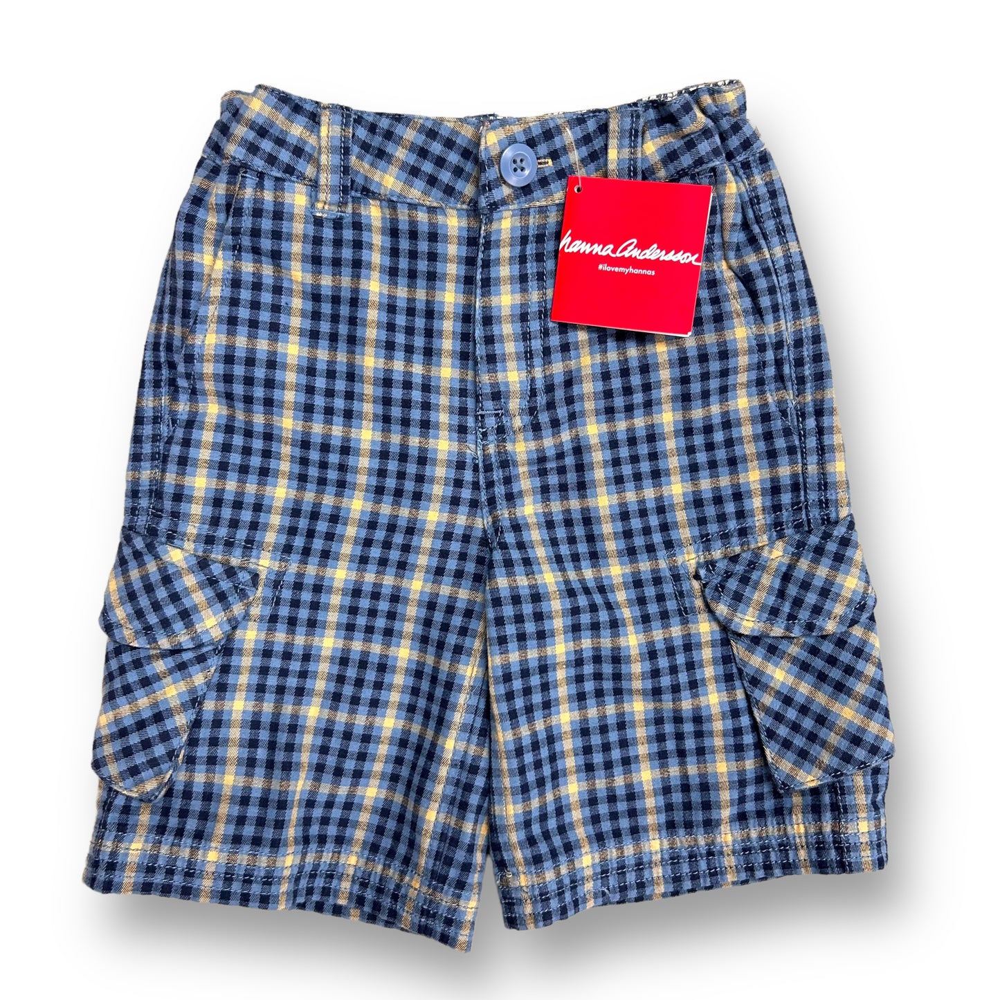 NEW! Hanna Andersson Boys Size 4 Plaid Cargo Shorts
