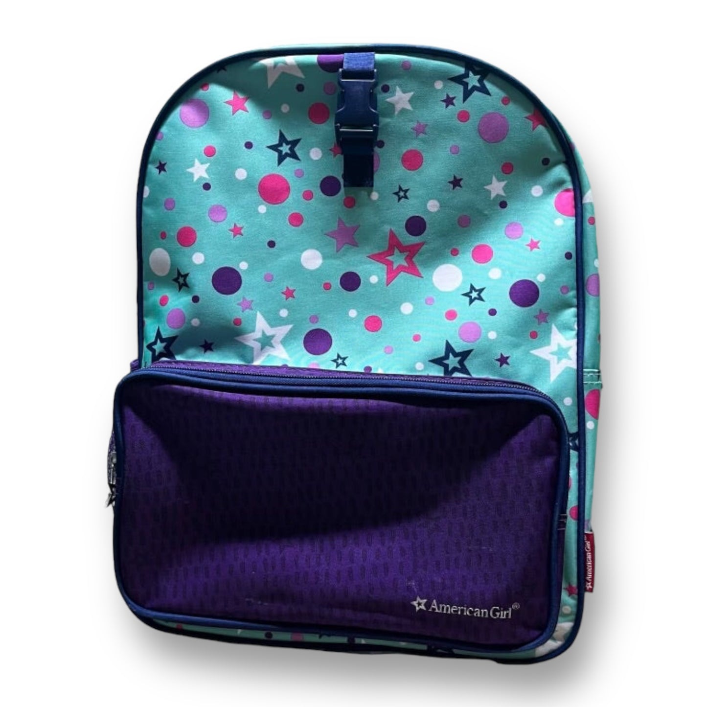 American Girl Doll Backpack, 14" Purple and Blue Zippered Bag with Straps