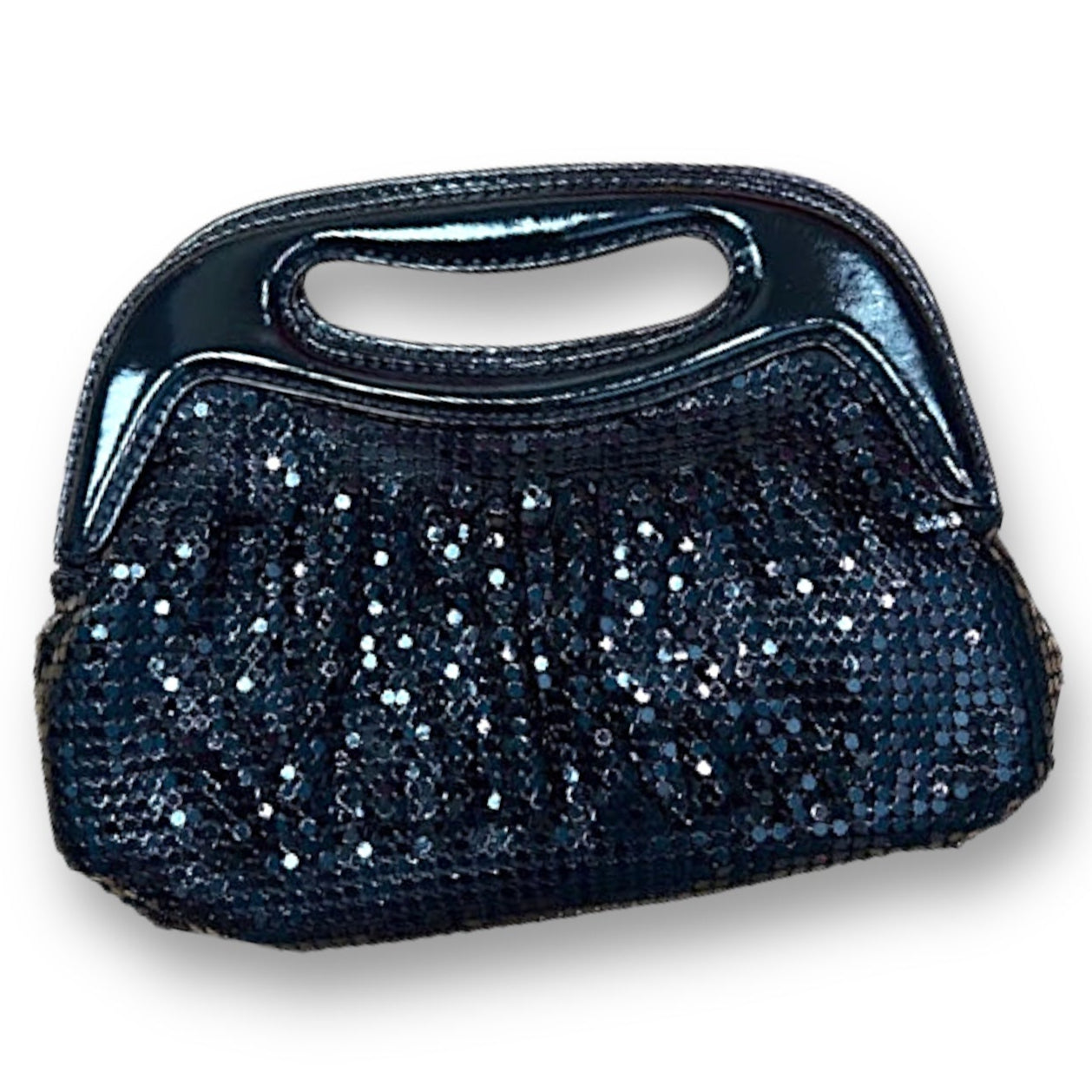 NEW! Women's Designer Clutch Black Metallic Sequin Mesh Cocktail Party Handbag