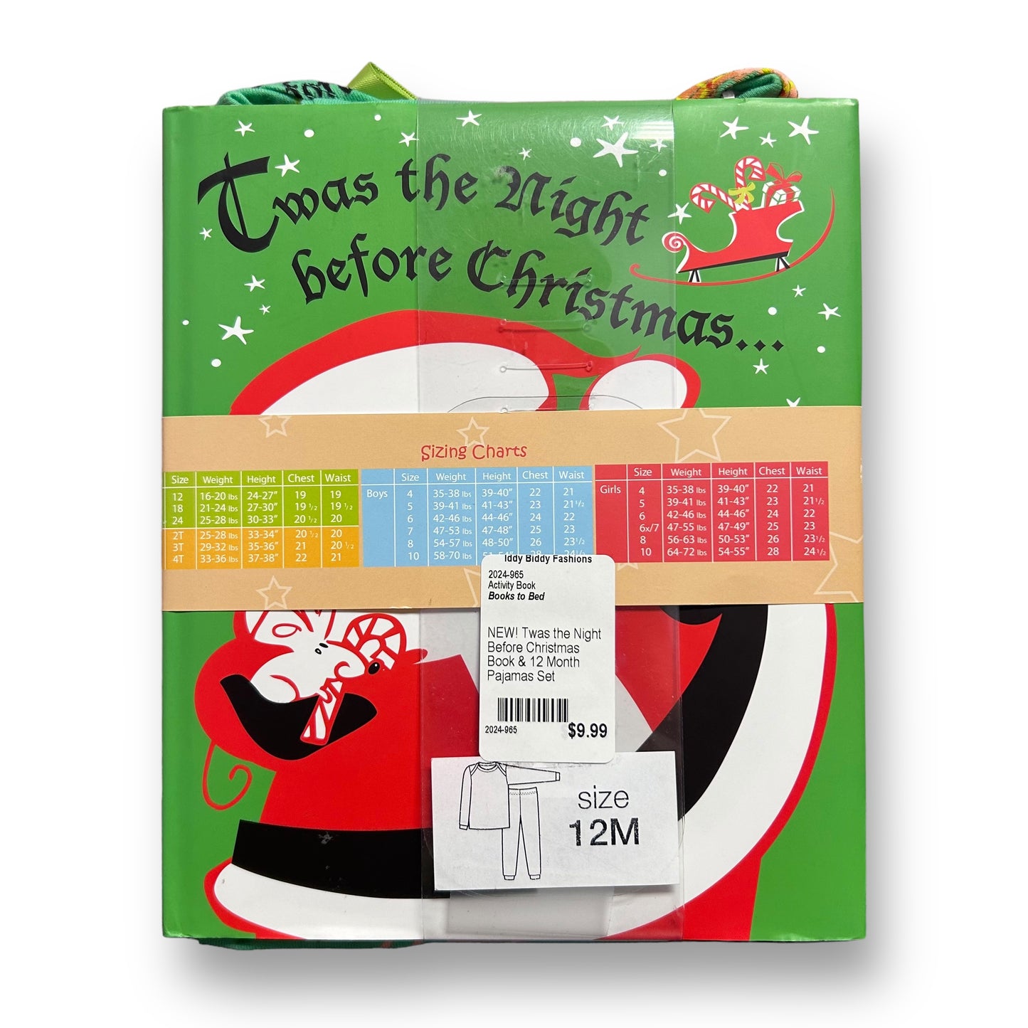 NEW! 'Twas the Night Before Christmas Book & Size 12 Months Pajamas Set