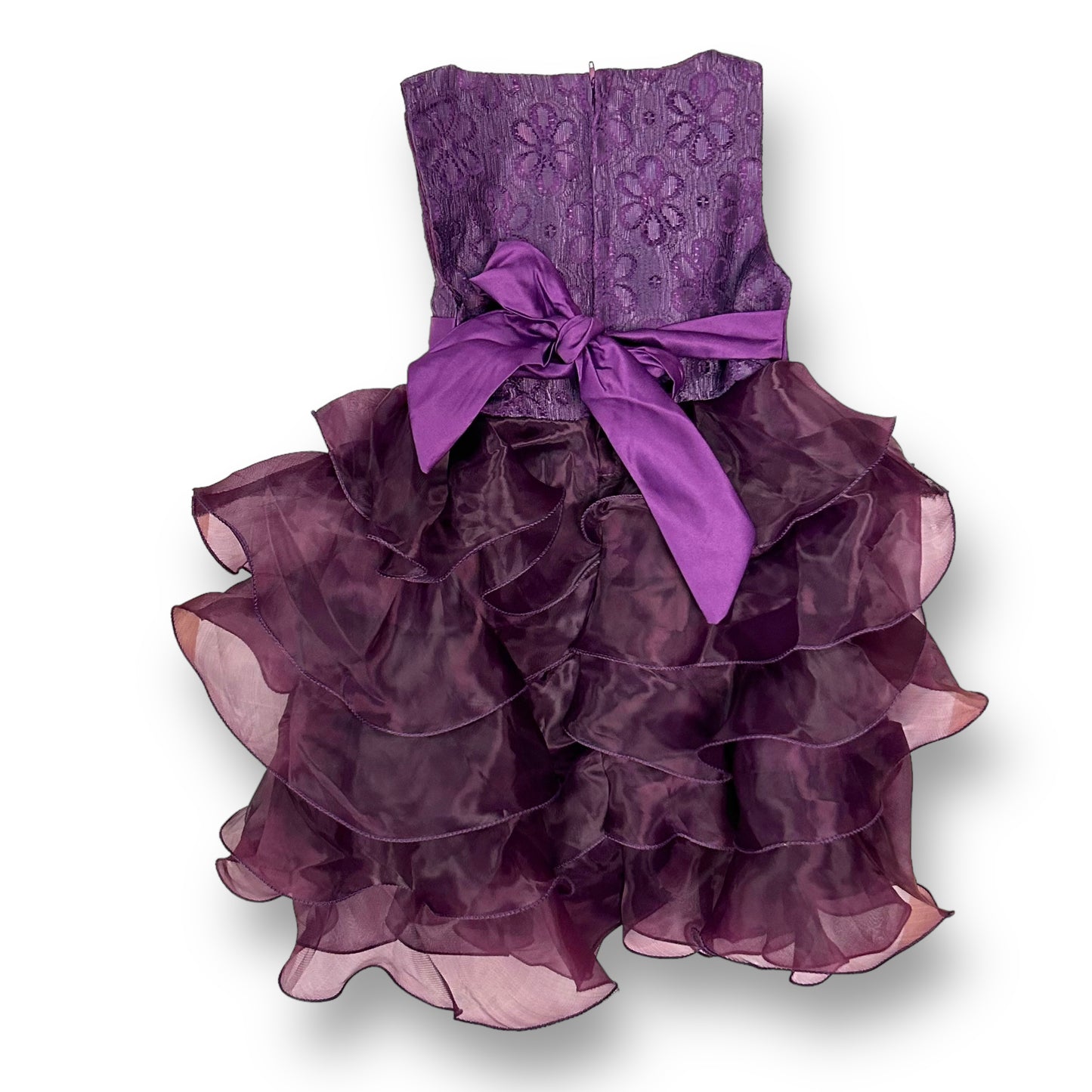 NEW! Girls Size 3-4 Years Plum Purple Satin Ruffled Special Occasion Dress