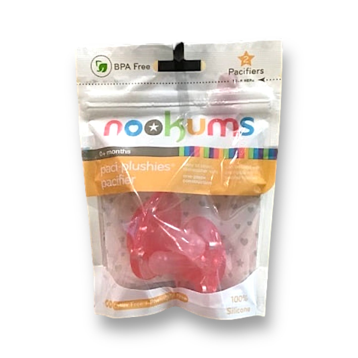 NEW! Nookums Paci-Plushies BPA Free Pacifier Replacements, 2-Pack Pink
