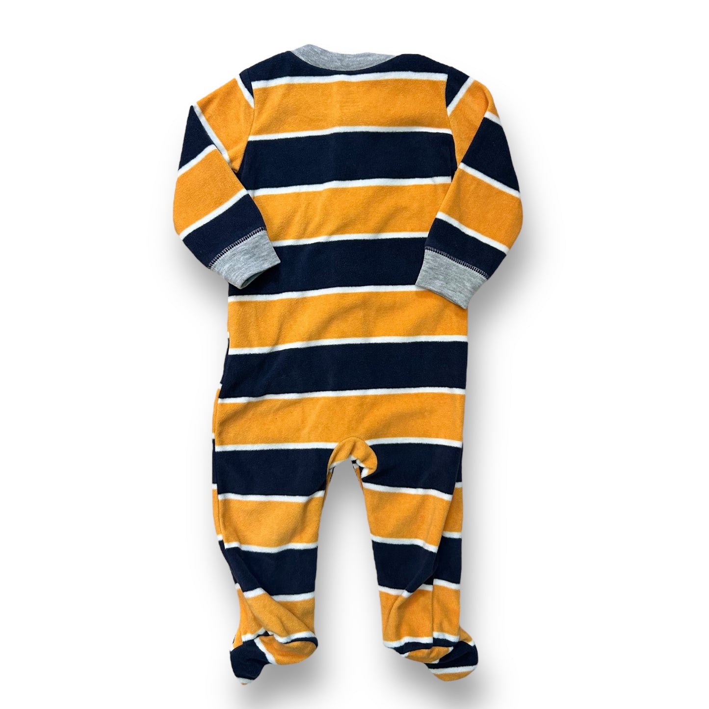Carter’s Boys Size 9 Months One-Piece Navy & Yellow Striped Fleece Footie Pajamas