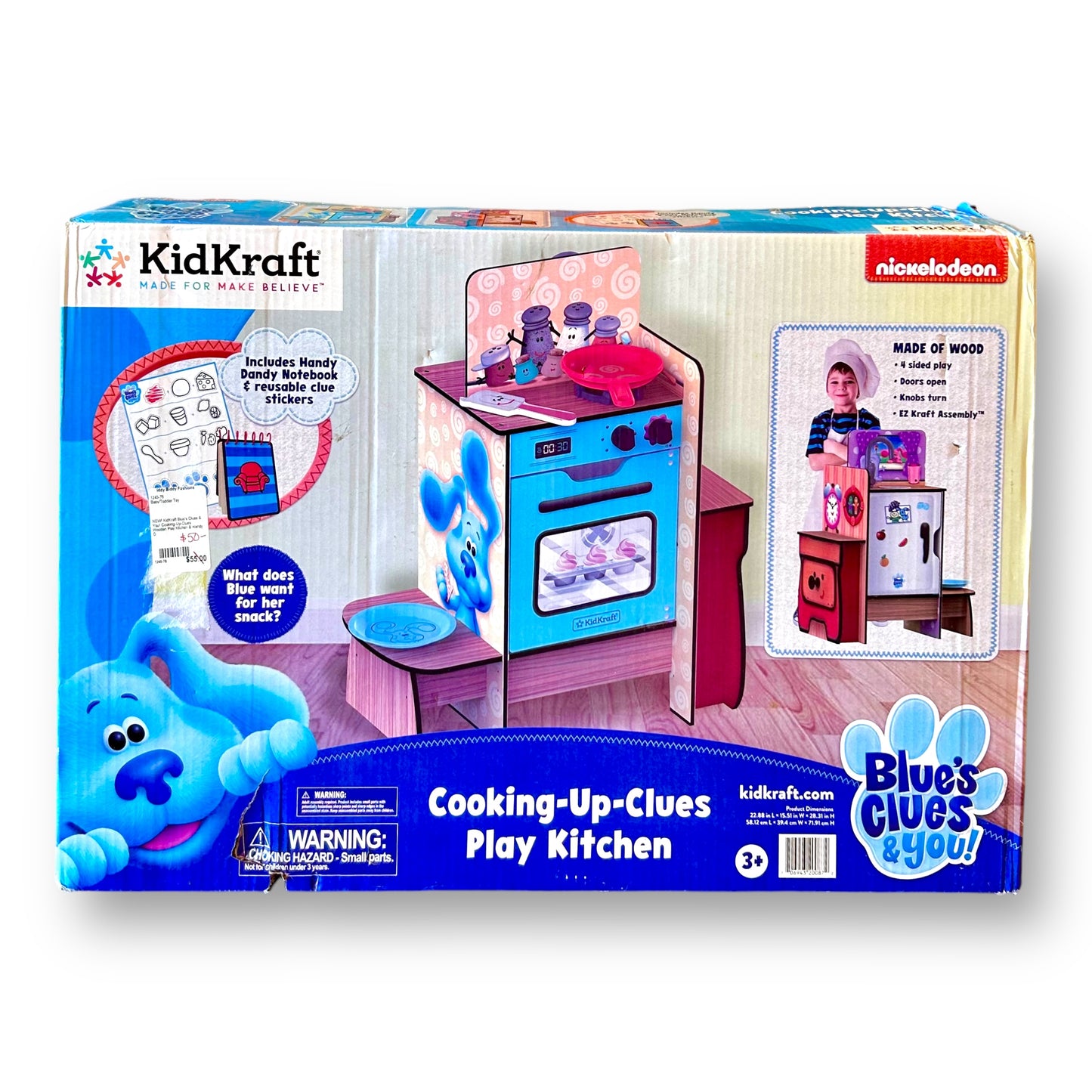 NEW! KidKraft Blue's Clues Wooden Play Kitchen, Handy Dandy Notebook, & Stickers