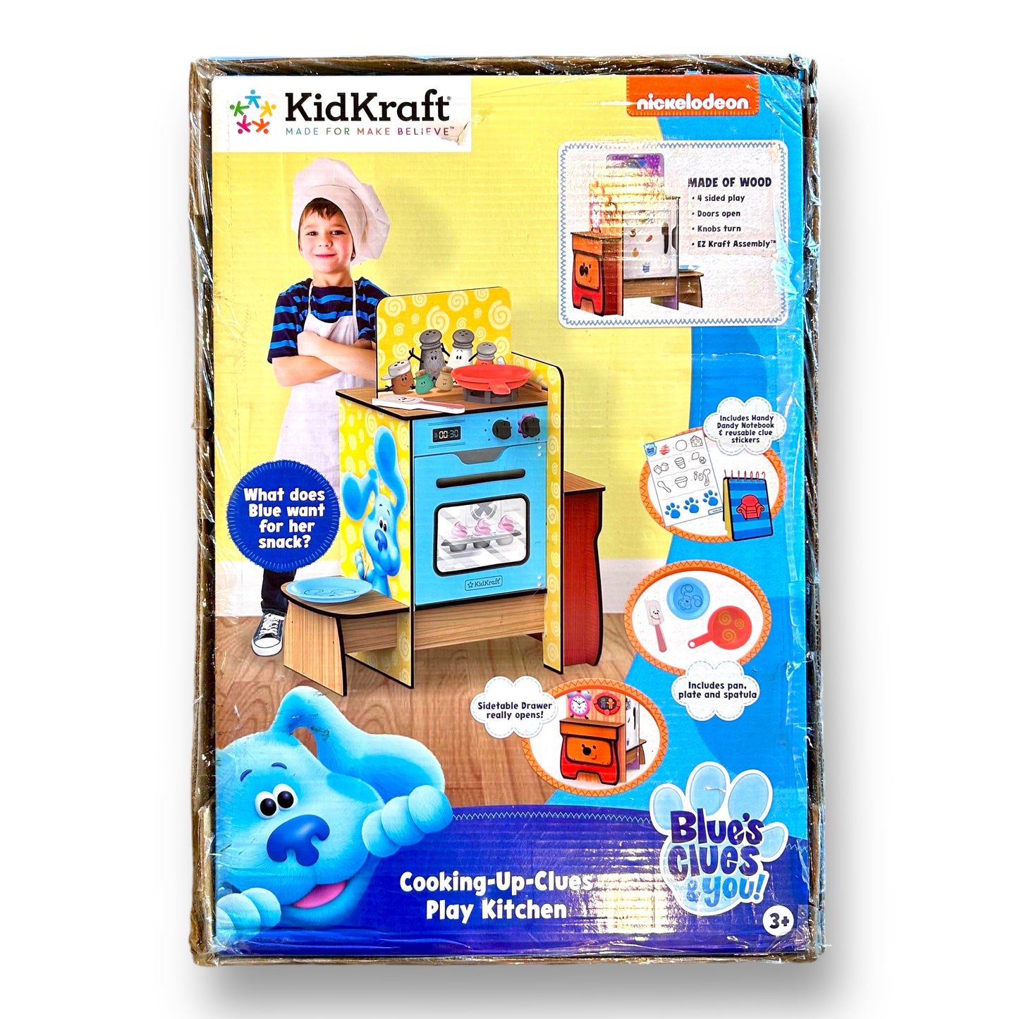 NEW! KidKraft Blue's Clues Wooden Play Kitchen, Handy Dandy Notebook, & Stickers