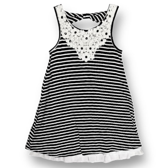 Girls Youth Size 10 Beautees Black & White Striped Sleeveless Dress