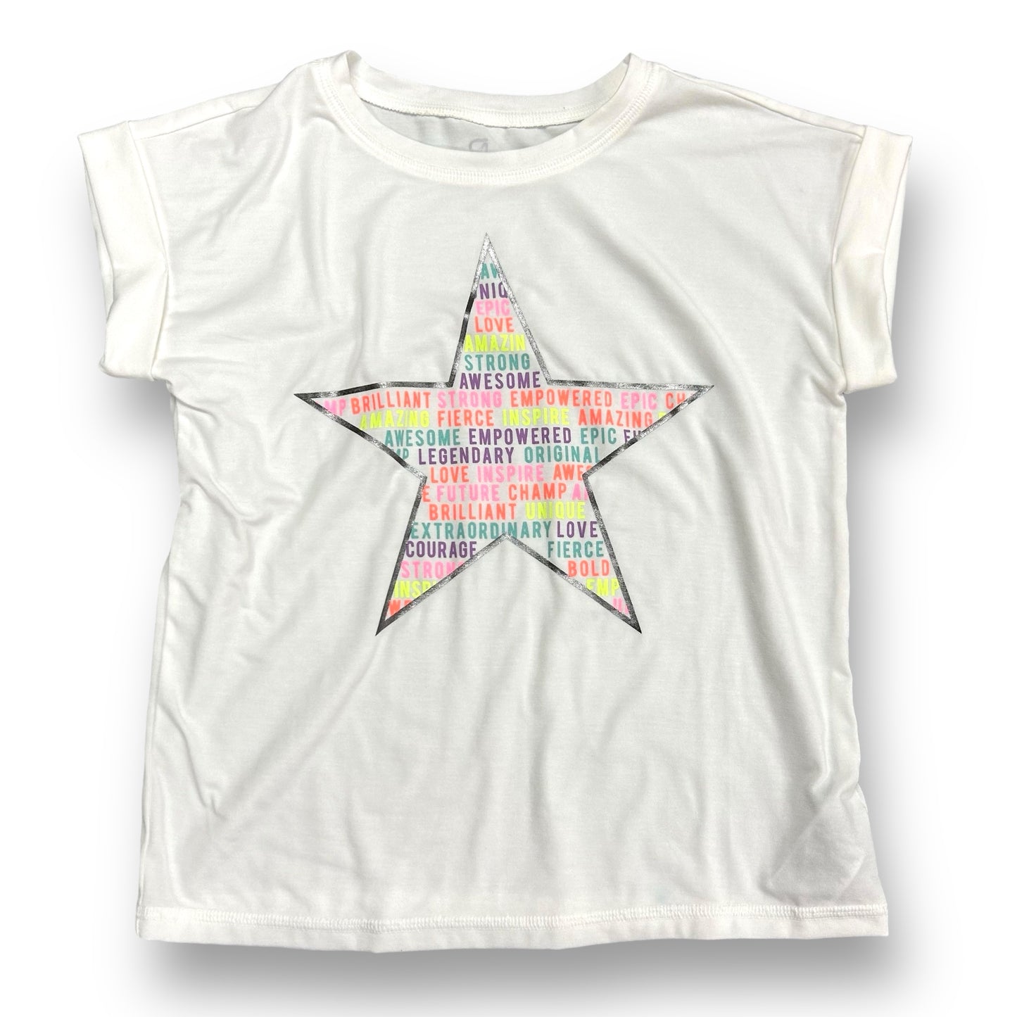 Gap Youth Girl Size 10/12 White Star Print Activewear Tee