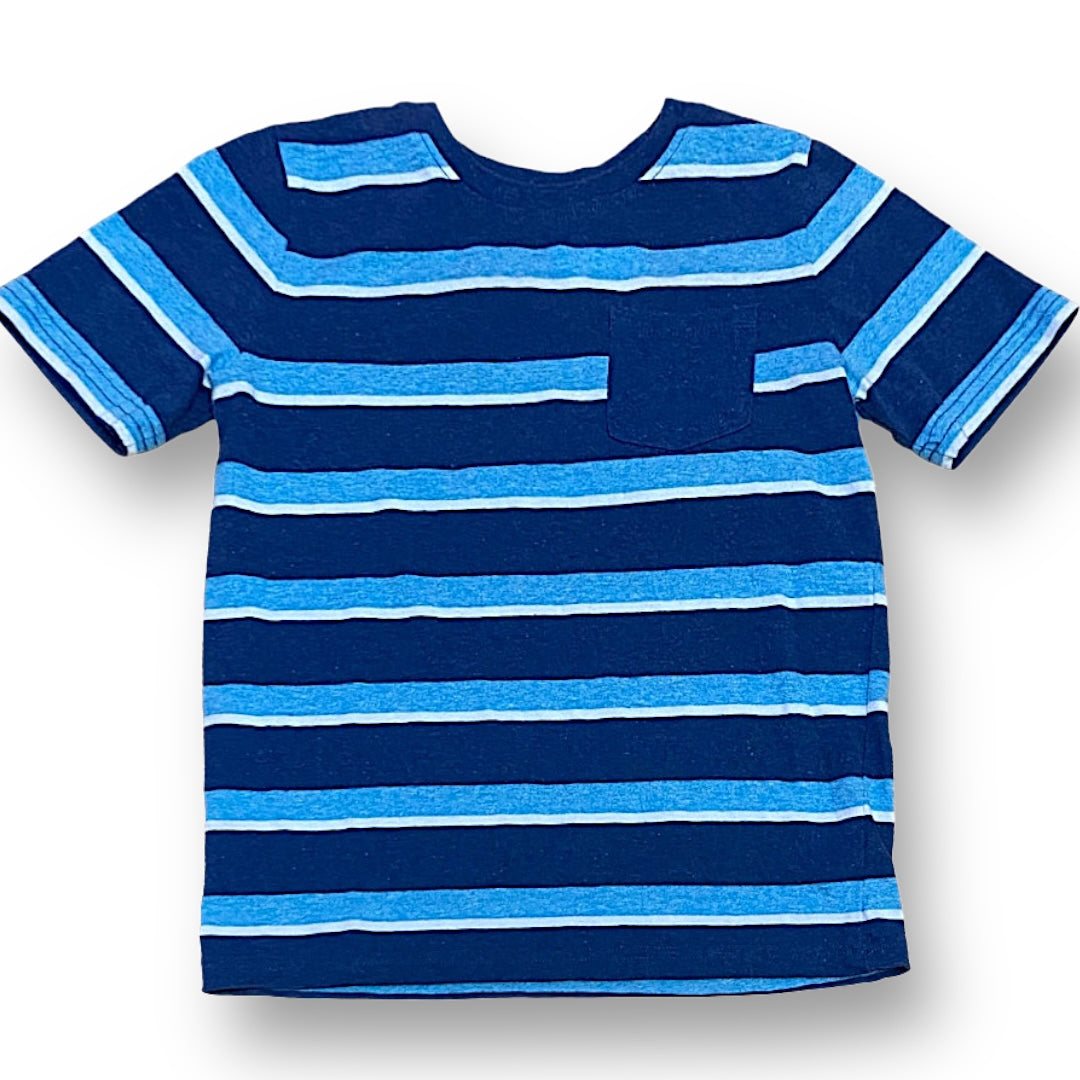 Jumping Beans Boys Size 7X Blue Striped Short Sleeve Pocket Tee