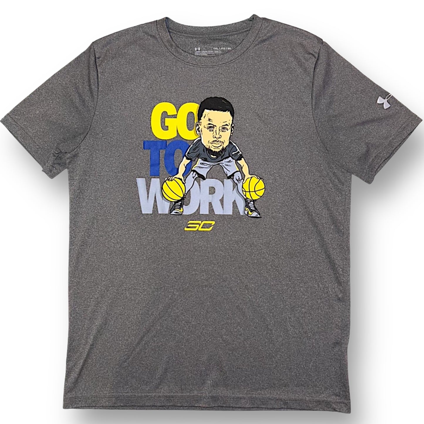 Under Armour Boys Size 14/16 YXL Shirt Gray Stephen Curry Basketball Tee