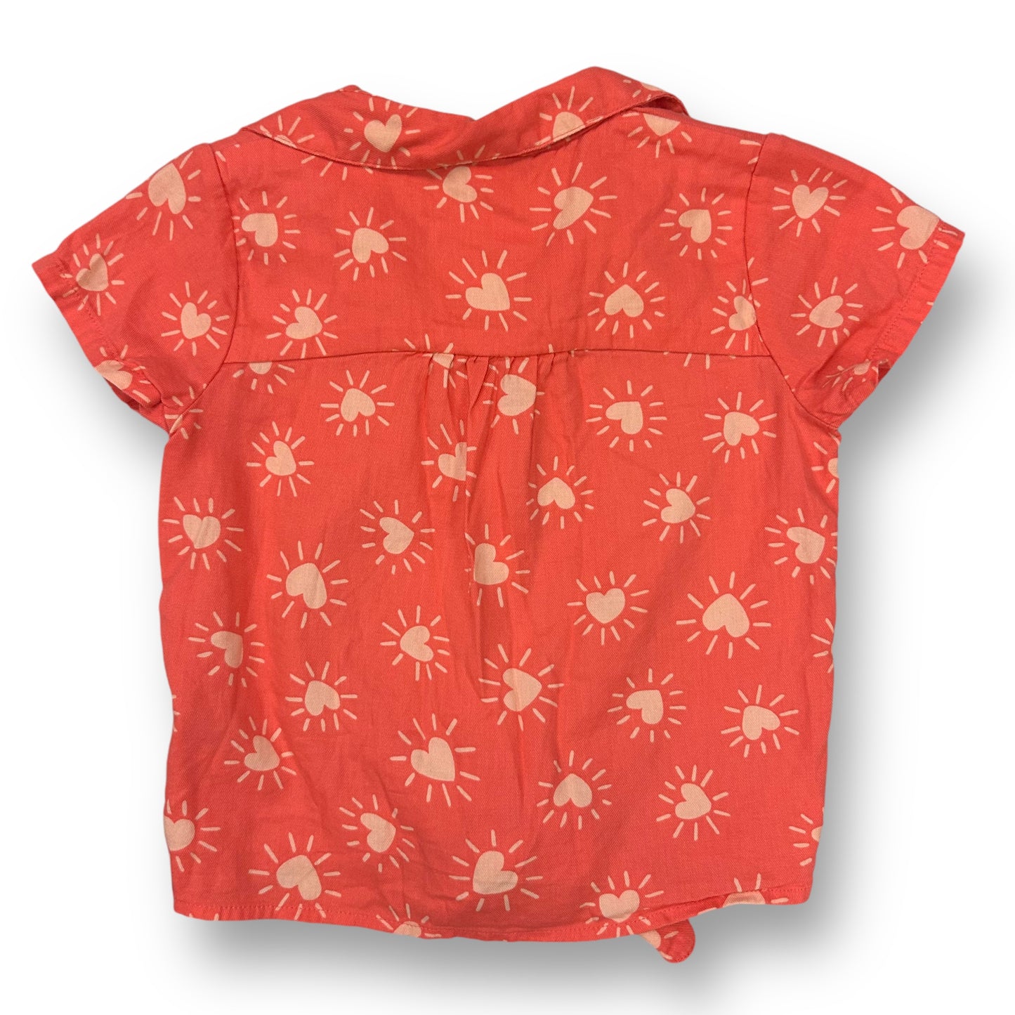 Girls Size 6/6X Heart Print Tie-Front Short Sleeve Button Up Shirt