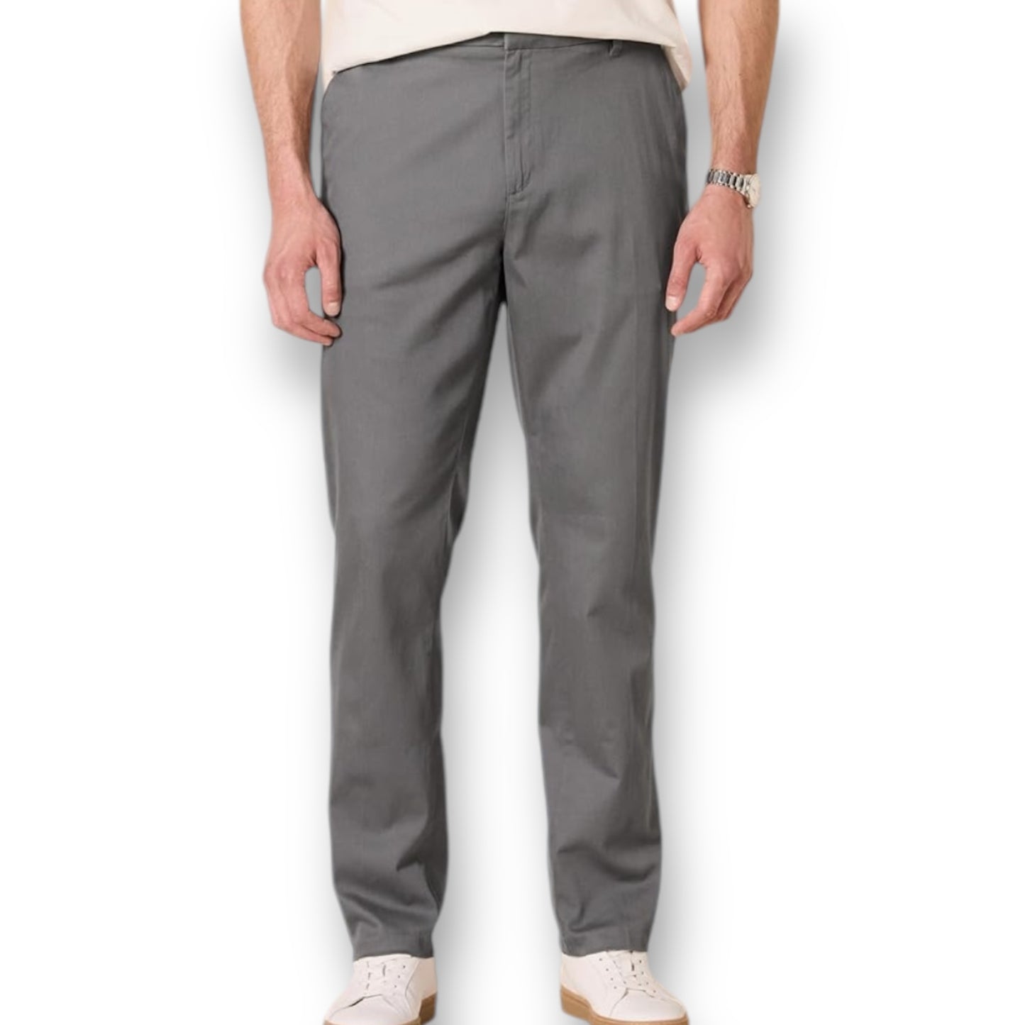 NEW! Men's 32x32 Slim Fit Chino Pant Gray Wrinkle Resistant Casual Dress