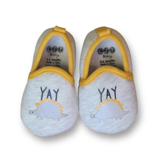 Baby Boy Size 3-6 Months Dinosaur Shoes Soft Sole Slip On Comfort