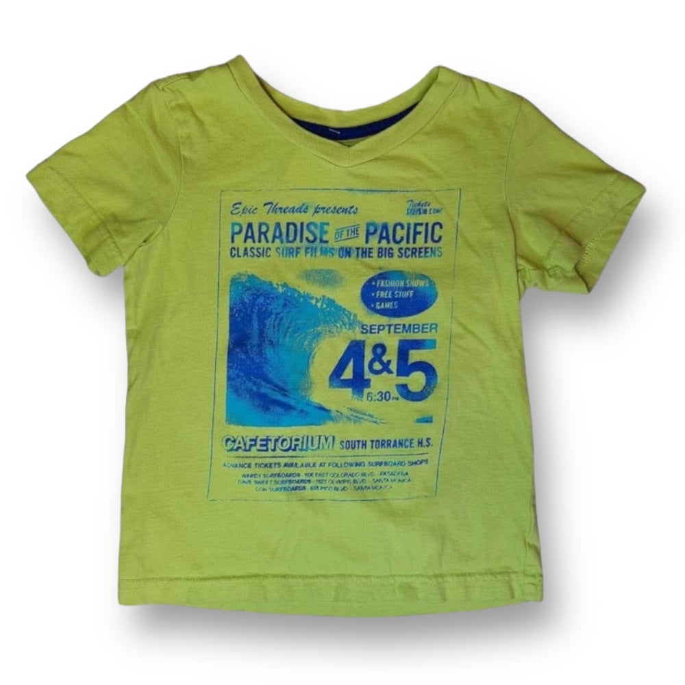Epic Threads Boys Size 4T Shirt Green Beach Theme Surfing Tee