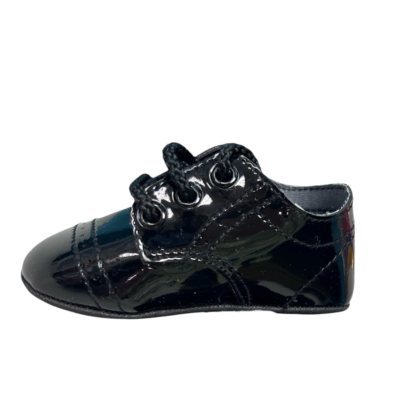 NEW! Baby Boy Size 2 Black Patent Leather Dress Shoes with Laces in Box