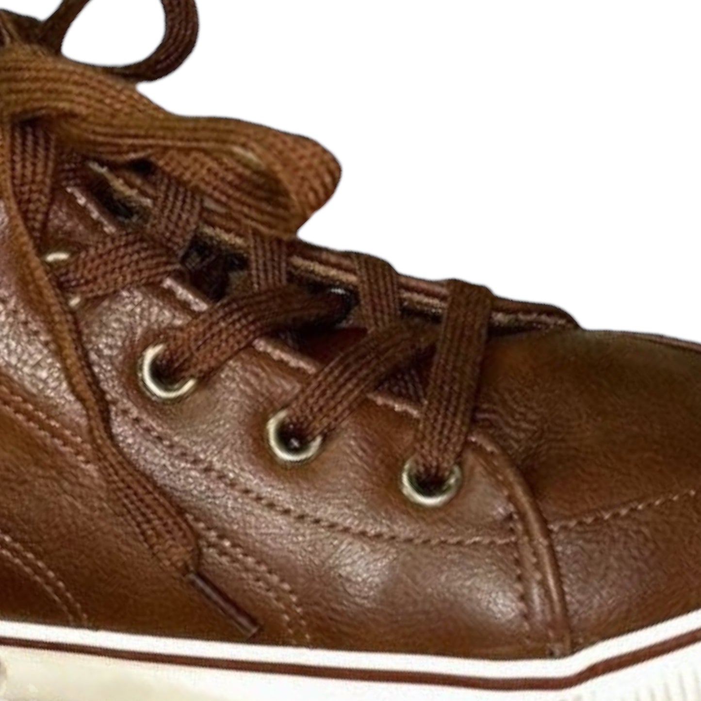 Youth Boys Brown Faux Leather High Top Sneaker Boot Size 2Y with Side Zipper