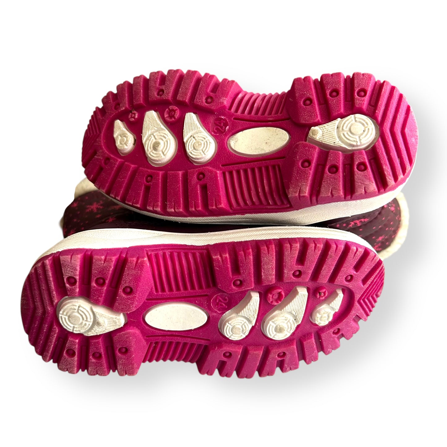 Toddler Girl Snow Boots Size 8 Purple and Pink Snowflake Fur Lined Winter Boots