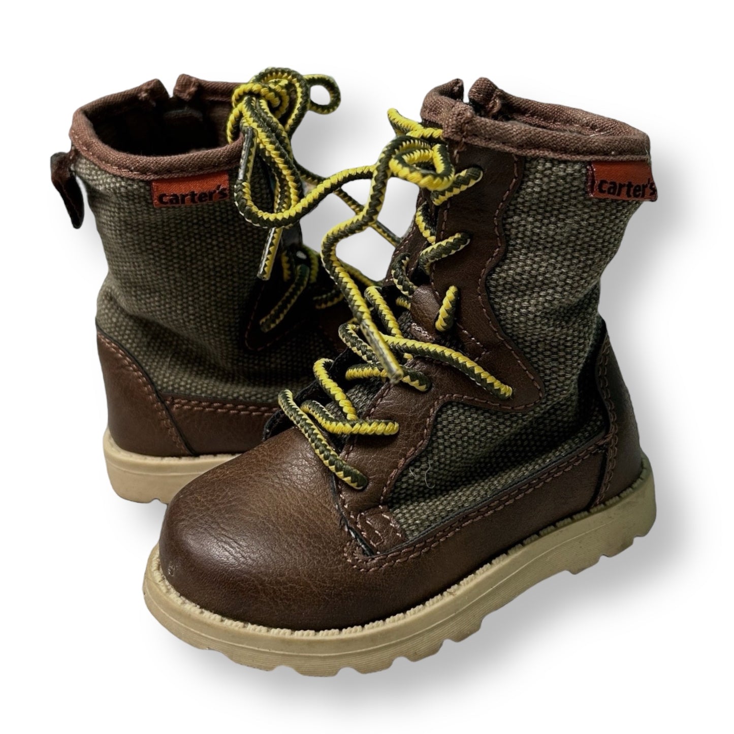 Carter's Boys Shoes Toddler Size 4 Brown High Top Zippered Boots