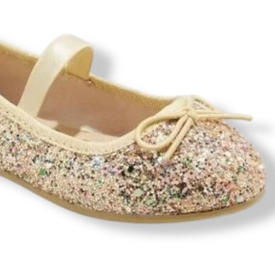 NEW! Cat & Jack Casual Dress Shoes Toddler Girl Size 7 Gold Shimmer Ballet Flats