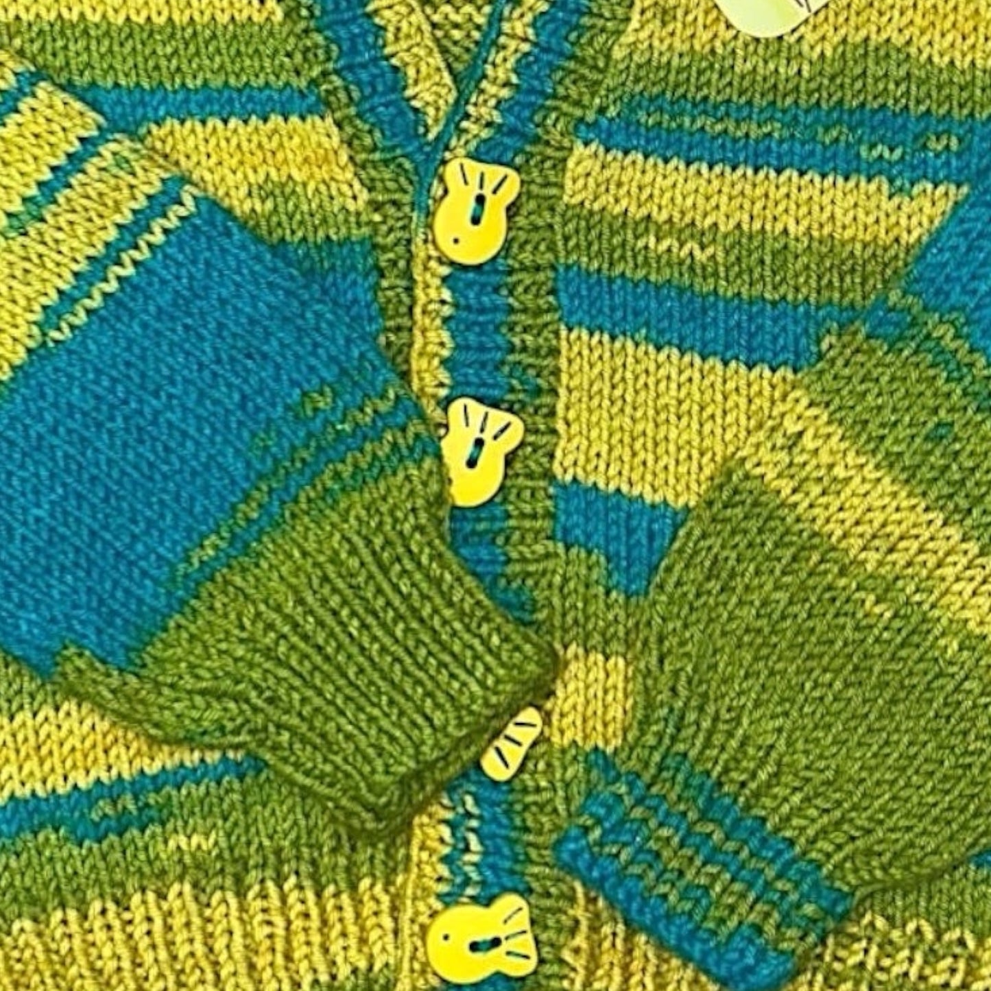 NEW! Toddler Girls Size 18-24 Months Colorful Blue & Green Knit Cardigan Sweater