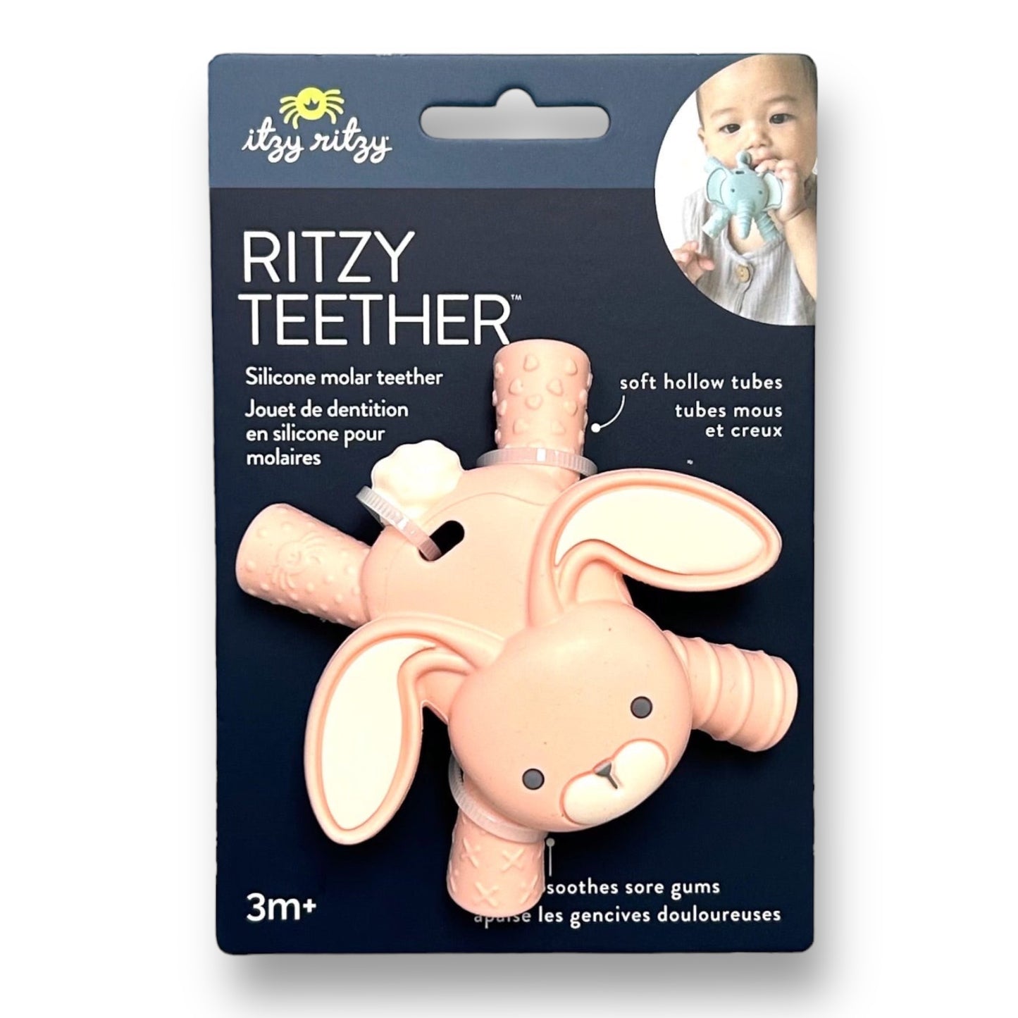 NEW! Itzy Ritzy Pink Bunny Soft Silicone BPA Free Baby Teether 3m+