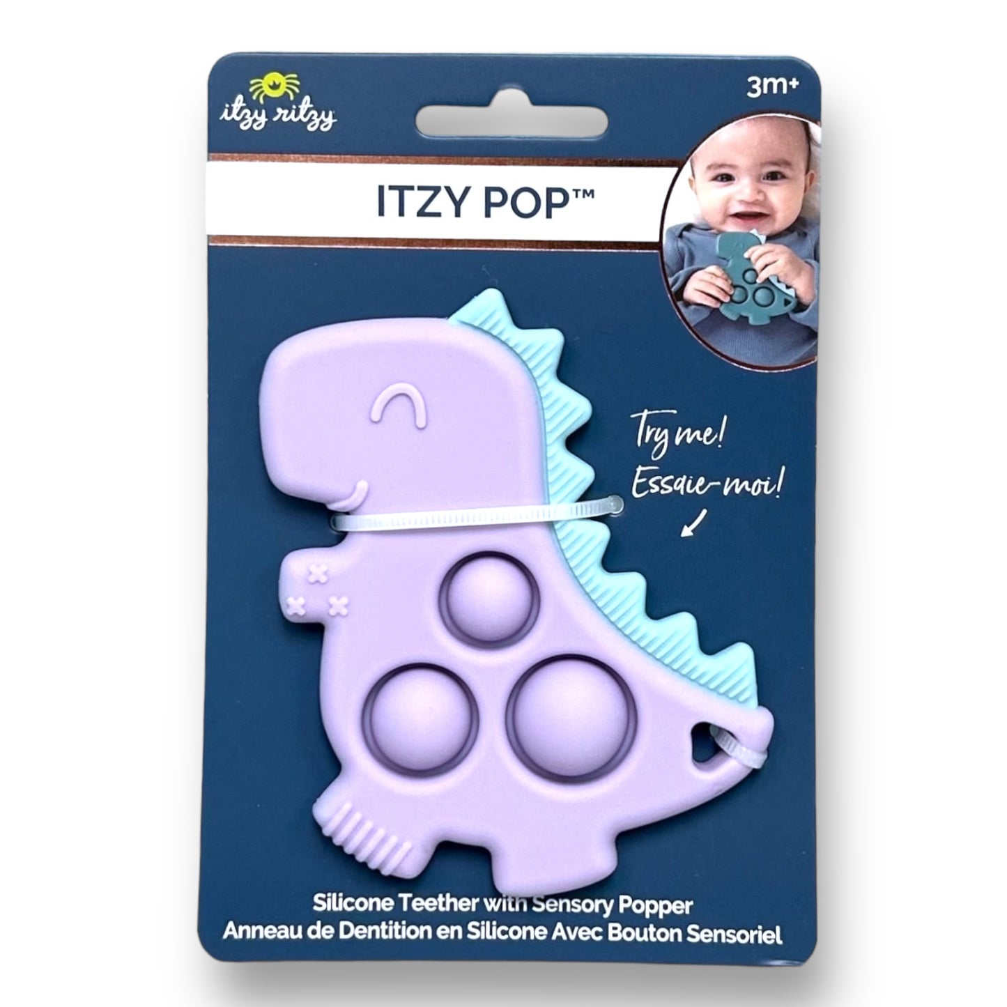 NEW! Itzy Ritzy Silicone BPA Free Itzy Pop Purple Dinosaur Baby Teether