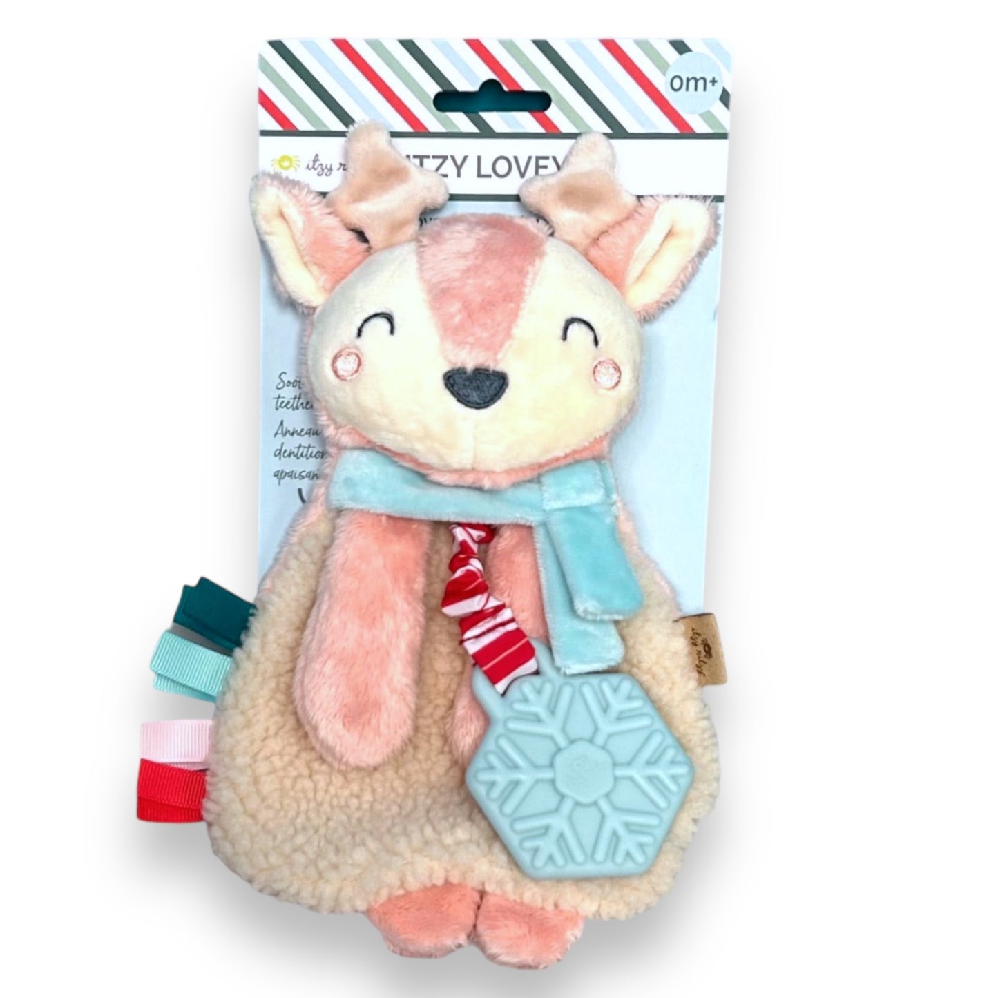 NEW! Itzy Ritzy Pink Reindeer Christmas Lovey Plush & Teether Toy 0m+
