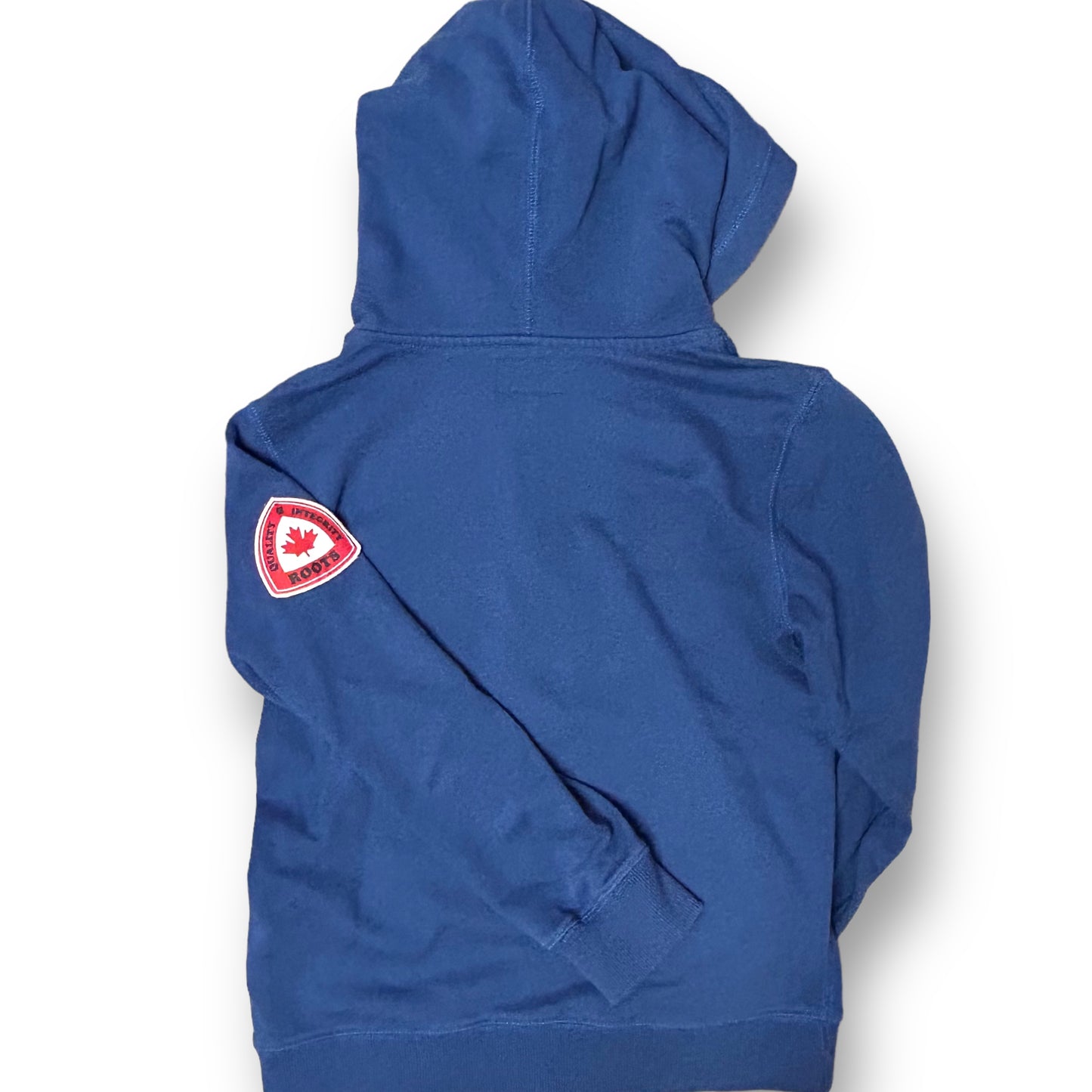 Roots Brand Youth Boys Size 10/12 (9-10Y) Patch Accent Blue Full Zip Hoodie
