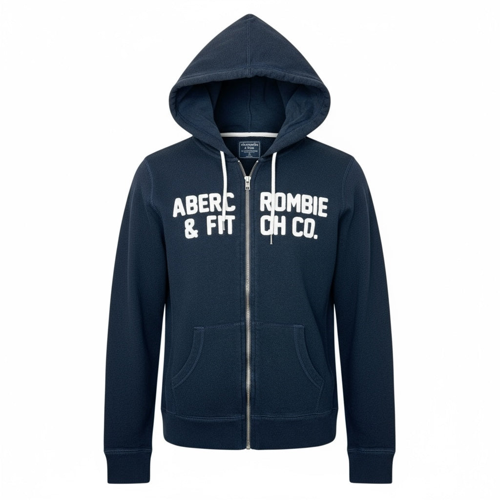 Abercrombie Hoodie Men's XS Classic Full Zip Navy Sweatshirt with Hood