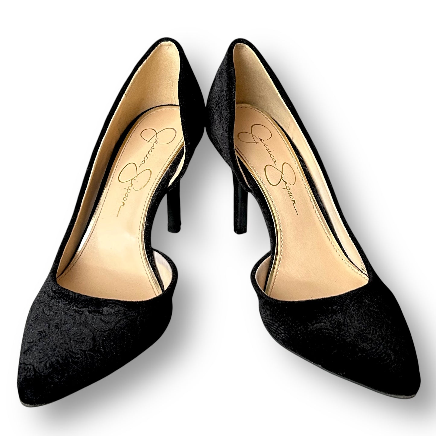 Jessica Simpson Women's Heels Size 7.5 Imprinted Velvet Black Stilettos