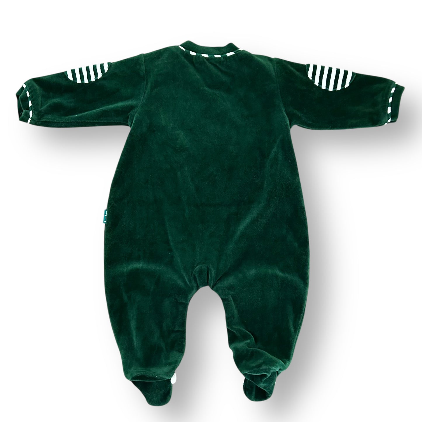 Le Top Baby Boy Christmas Outfit Size 6 Months Green Velvet Embroidered Romper