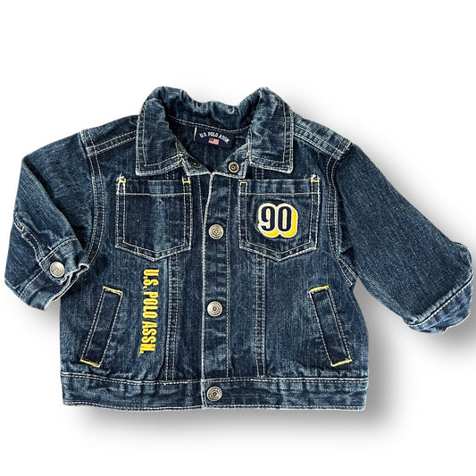 US Polo Assn Baby Boy Jean Jacket 6-12 Months Embroidered Denim Button Up