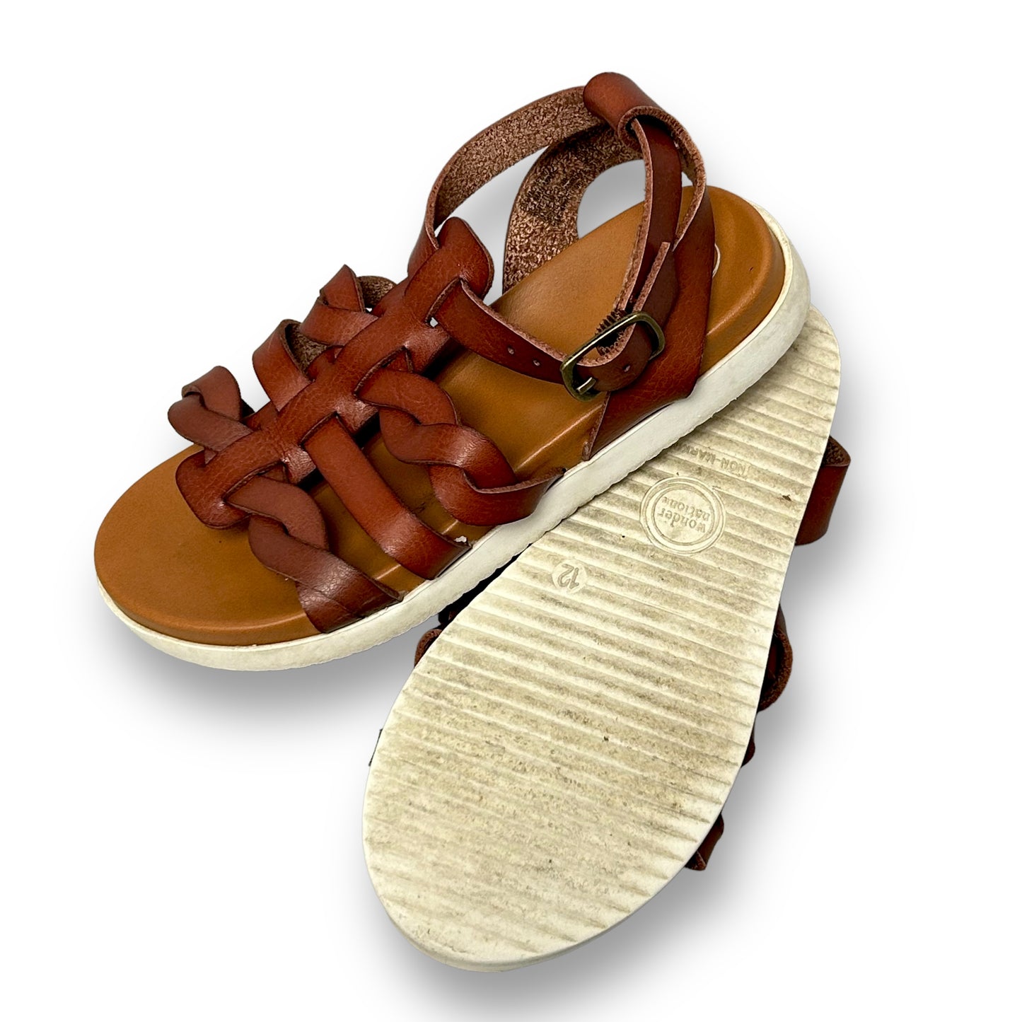 Girls Size 12 Shoes Brown Faux Leather Gladiator Sandals