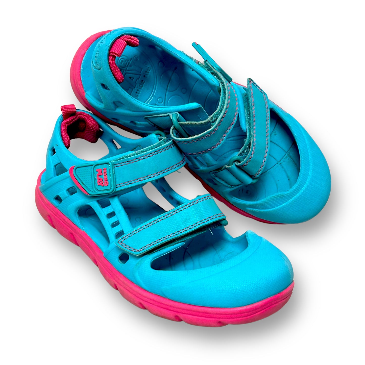 Stride Rite Sandals Youth Girl Size 1 Aqua & Pink Phibian Outdoor Water Shoes