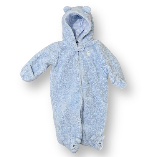 Baby Boy Bunting Size 6 Months Blue Teddy Bear Fleece One-Piece Outerwear
