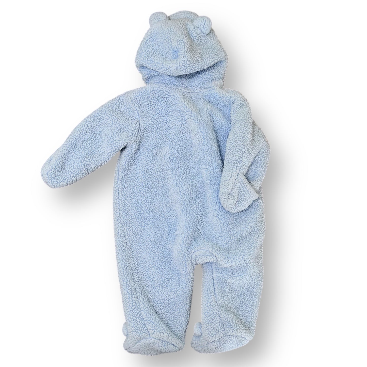 Baby Boy Bunting Size 6 Months Blue Teddy Bear Fleece One-Piece Outerwear