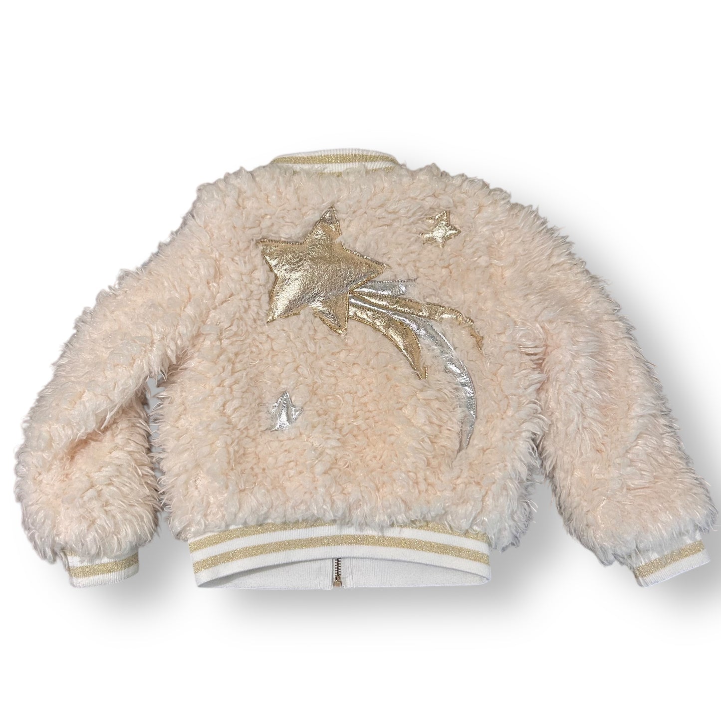 Baby Sara Girls Size 3T Toddler Faux Fur Leather Ivory Zippered Sara Sara Jacket