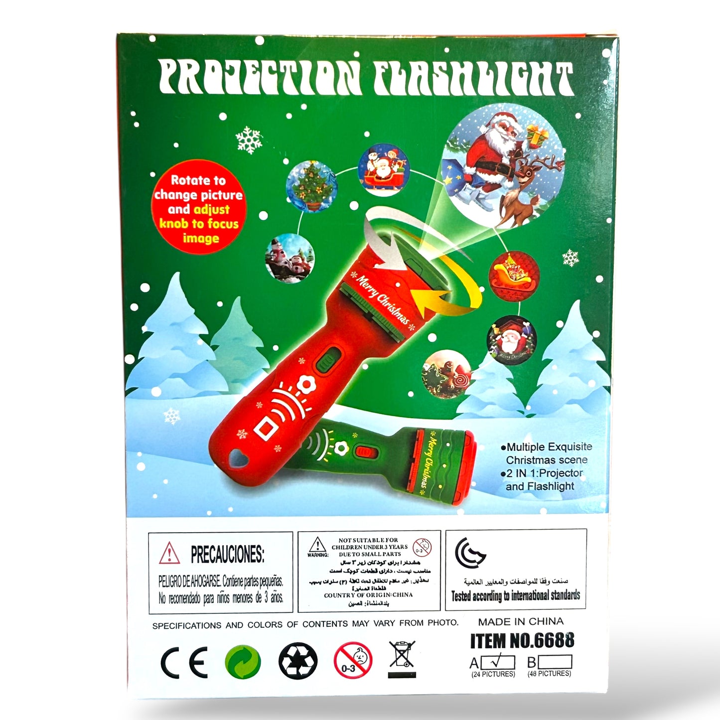 NEW! 2-in-1 Flashlight Slide Projector Educational Kids Christmas Gift Toy