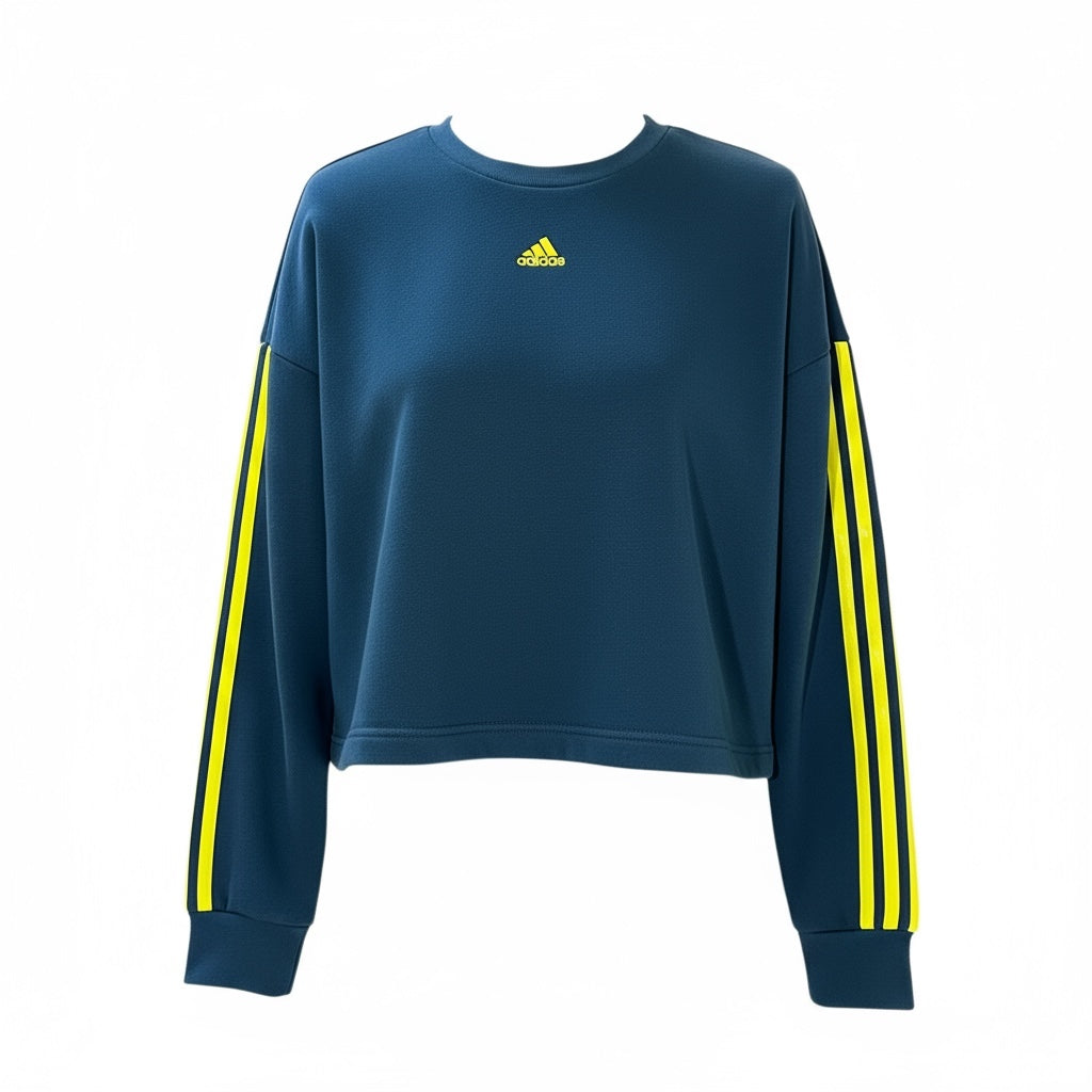 Women’s Adidas Crop Hoodie Size Medium PrimeGreen Loose Fit Pullover Sweatshirt