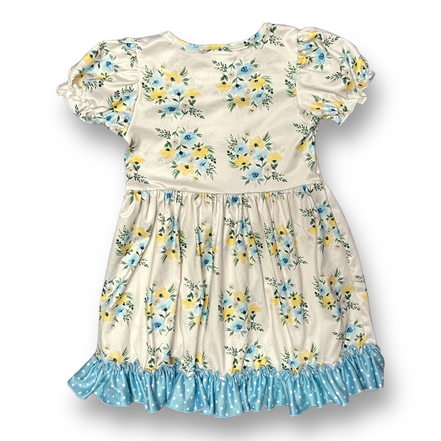 NEW! Girl Size 4 Boutique Dress Floral Print Button Accent Soft Knit Twirl Dress