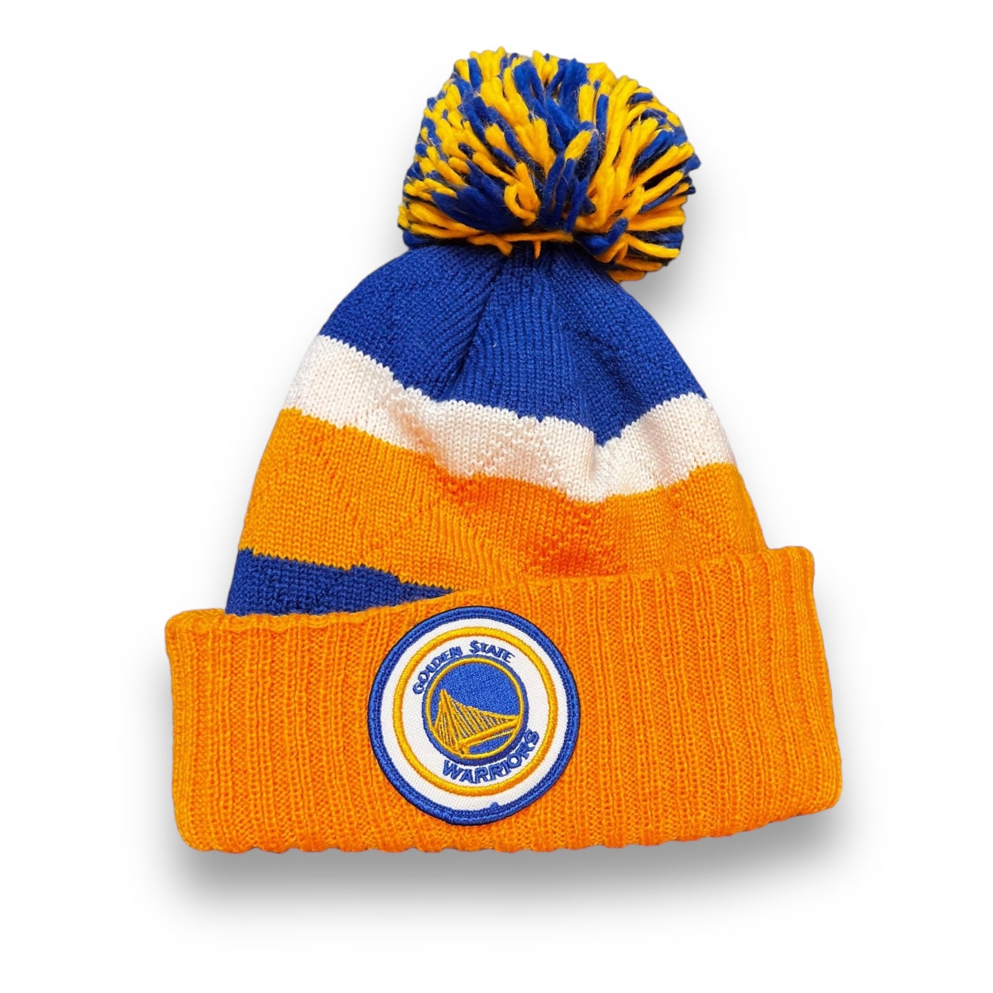NBA Golden State Warriors Basketball Logo Patch Winter Pom Beanie, Youth